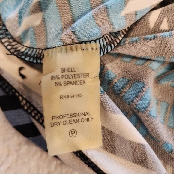 Calvin Klein Sleeveless Pleat Neck Top Cami Tank Medium Blue Black multi - Picture 5 of 6